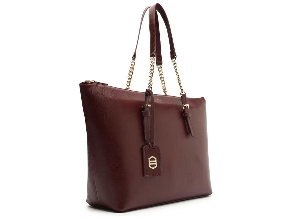 bolsa arezzo shopping vinho couro grande alca corrente-2