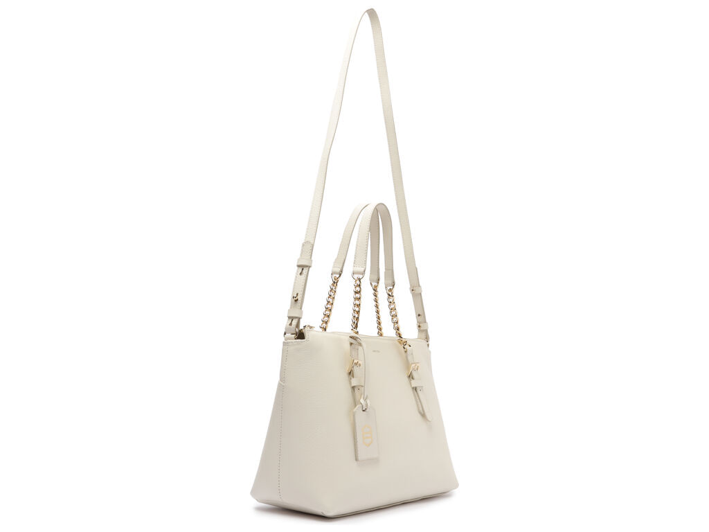 bolsa arezzo tote branca couro grande alca corrente-2
