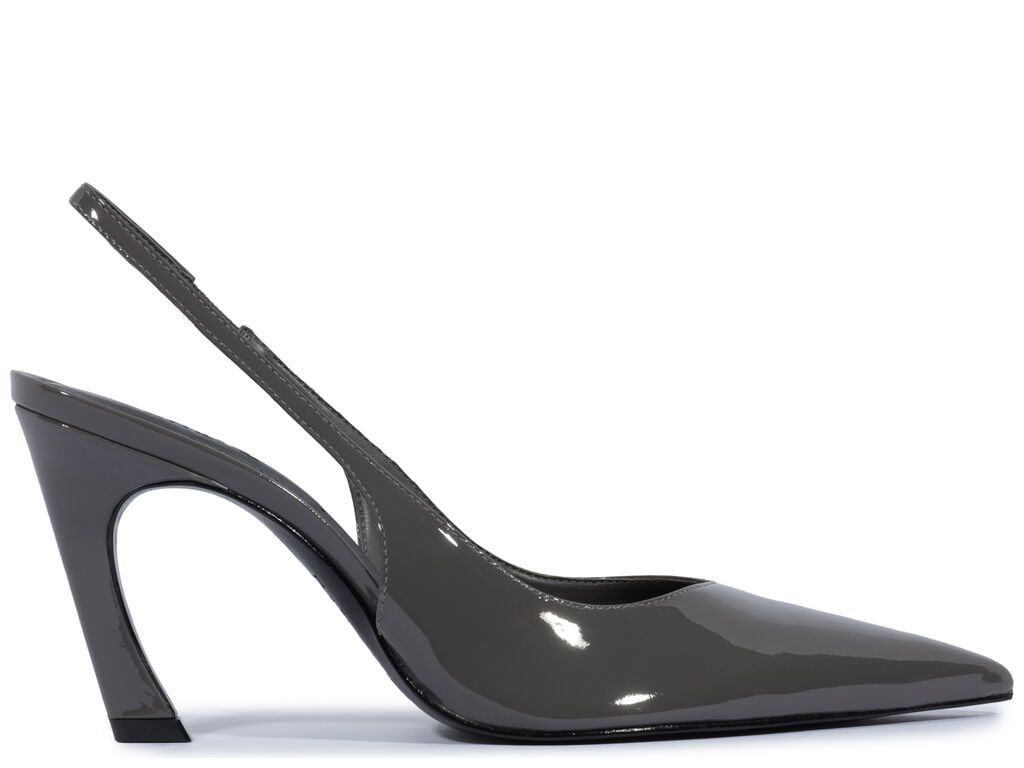 Imagem da variante: Mule Schutz Slingback Cinza Verniz Salto Médio VERNIZ SOFT - DARK GRAY - 33