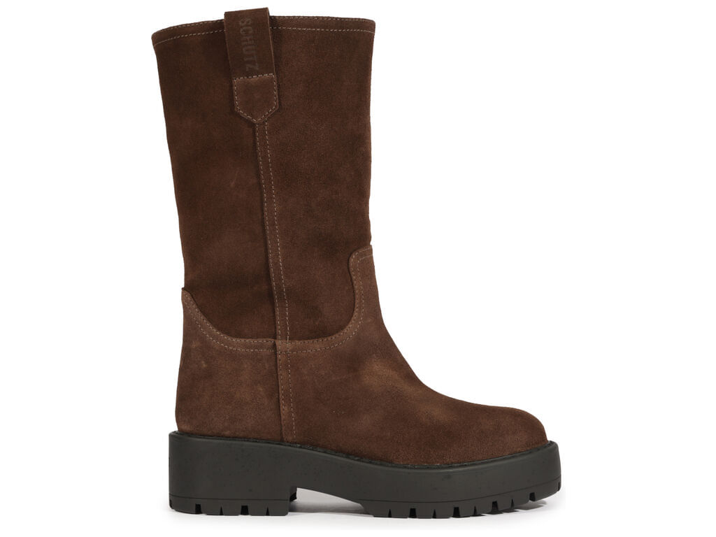 bota schutz cano alto couro camurca marrom 22331-1