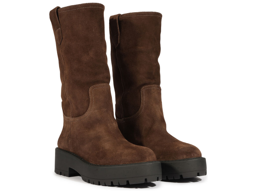 bota schutz cano alto couro camurca marrom 22331-2