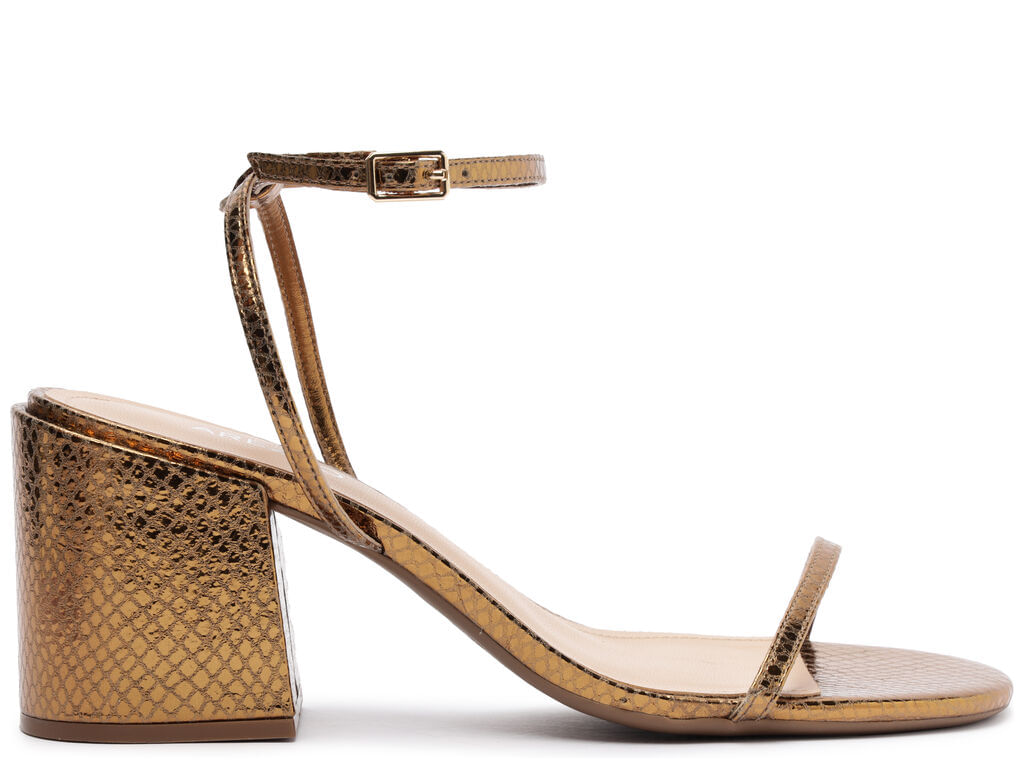 sandalia arezzo dourada snake salto bloco minimal-1