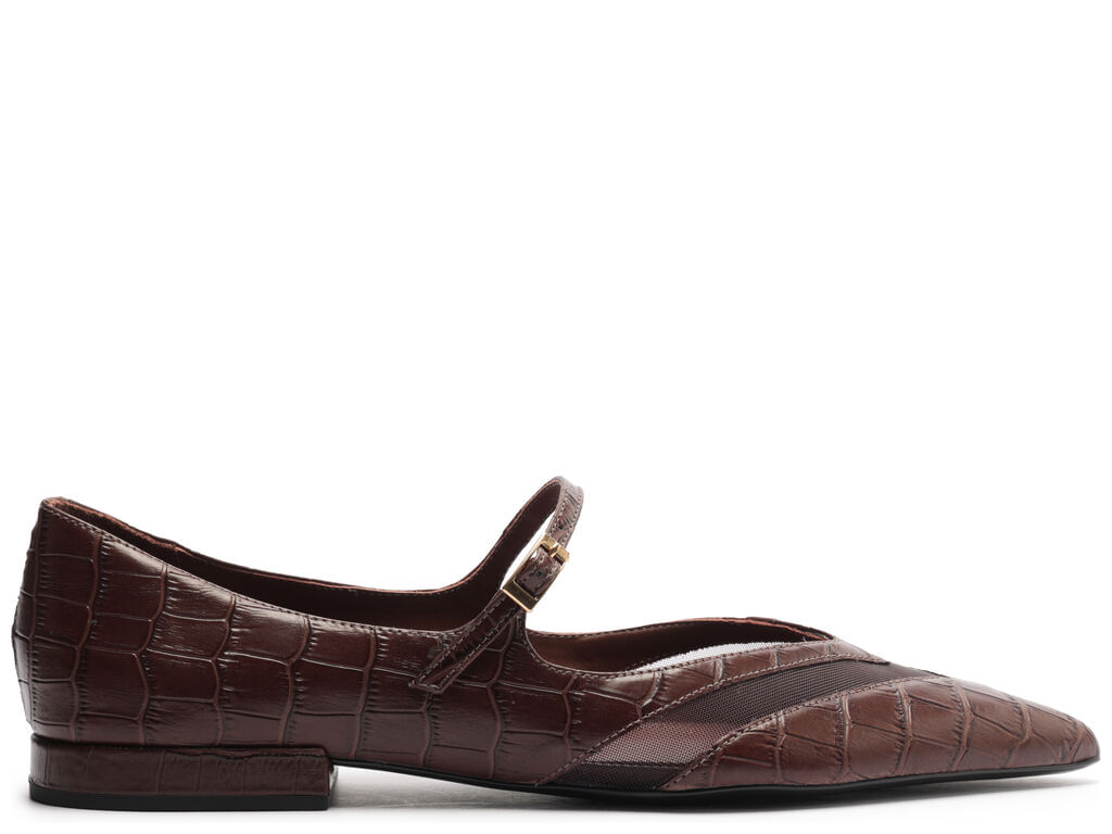 Imagem da variante: Sapatilha Arezzo Marrom Croco Tela ECO NEW WES - GRAPE BROWN - 34