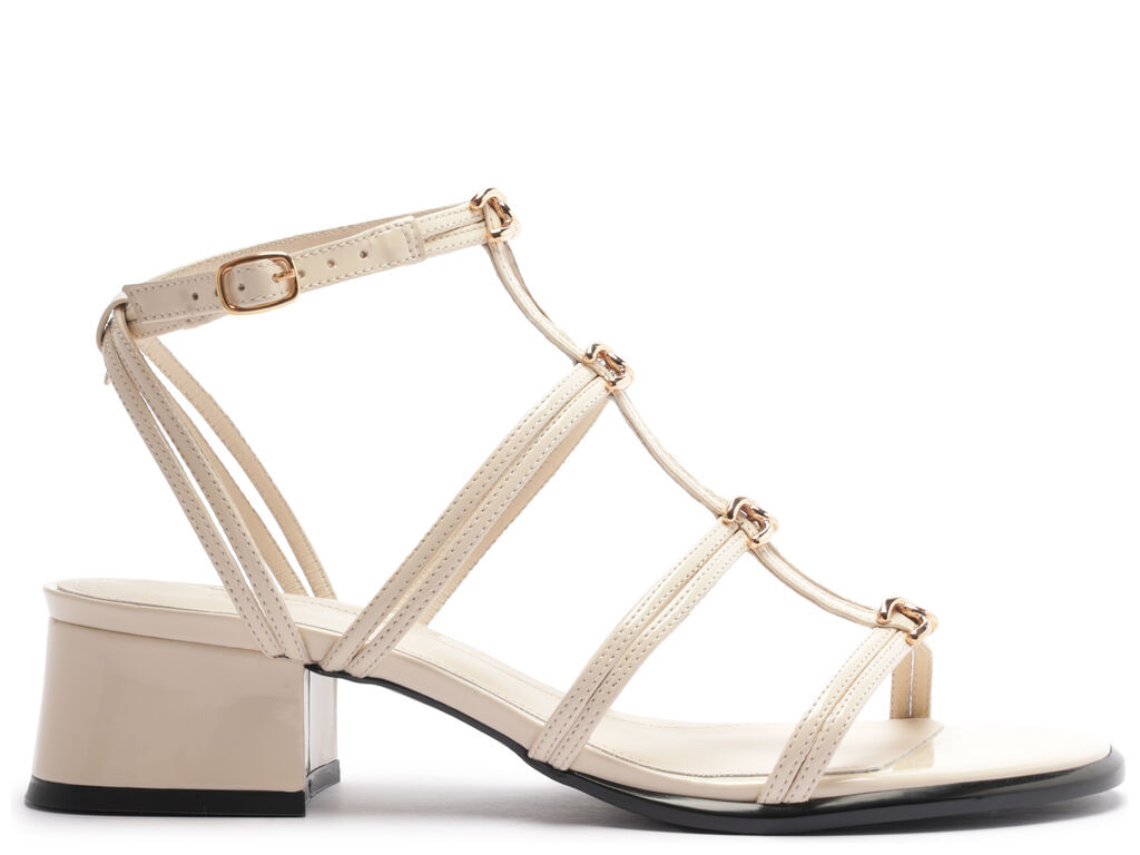 Imagem da variante: Sandália Arezzo Off-White Eco Verniz Salto Médio ECO VERNIZ  - PANACOTA - 35