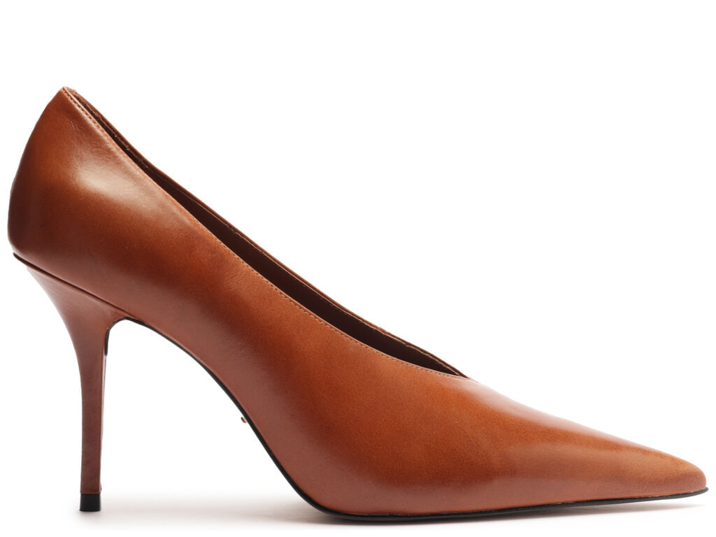 scarpin arezzo caramelo couro salto alto fino modern-1