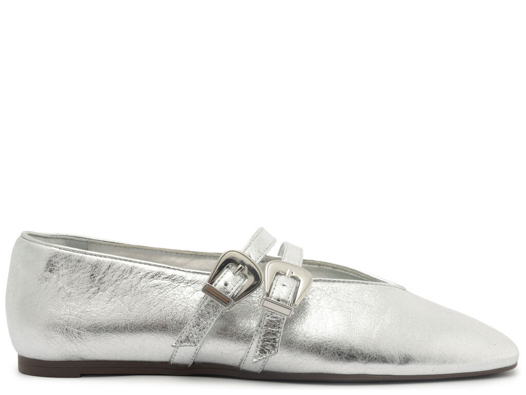 Imagem da variante: Sapatilha Arezzo Prata Couro Tiras Fivelas SHINE GLITT - SILVER - 34