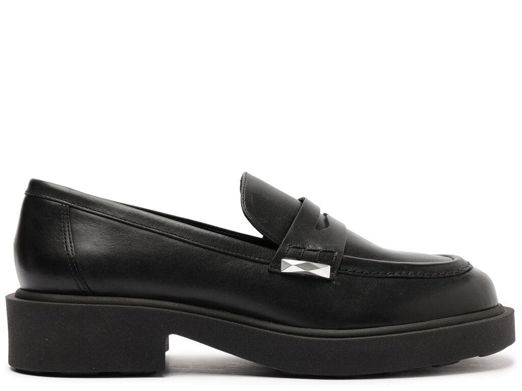 mocassim arezzo preto couro bloco tira detalhe-1