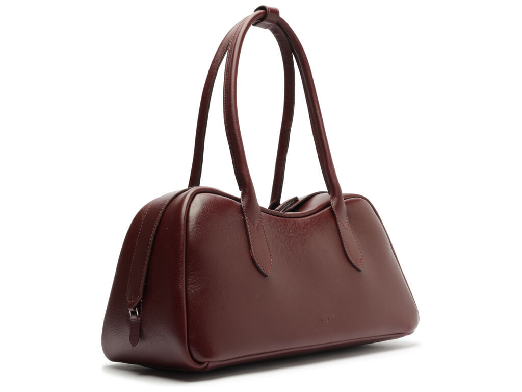 bolsa arezzo bowling vinho couro grande ziper duplo-2