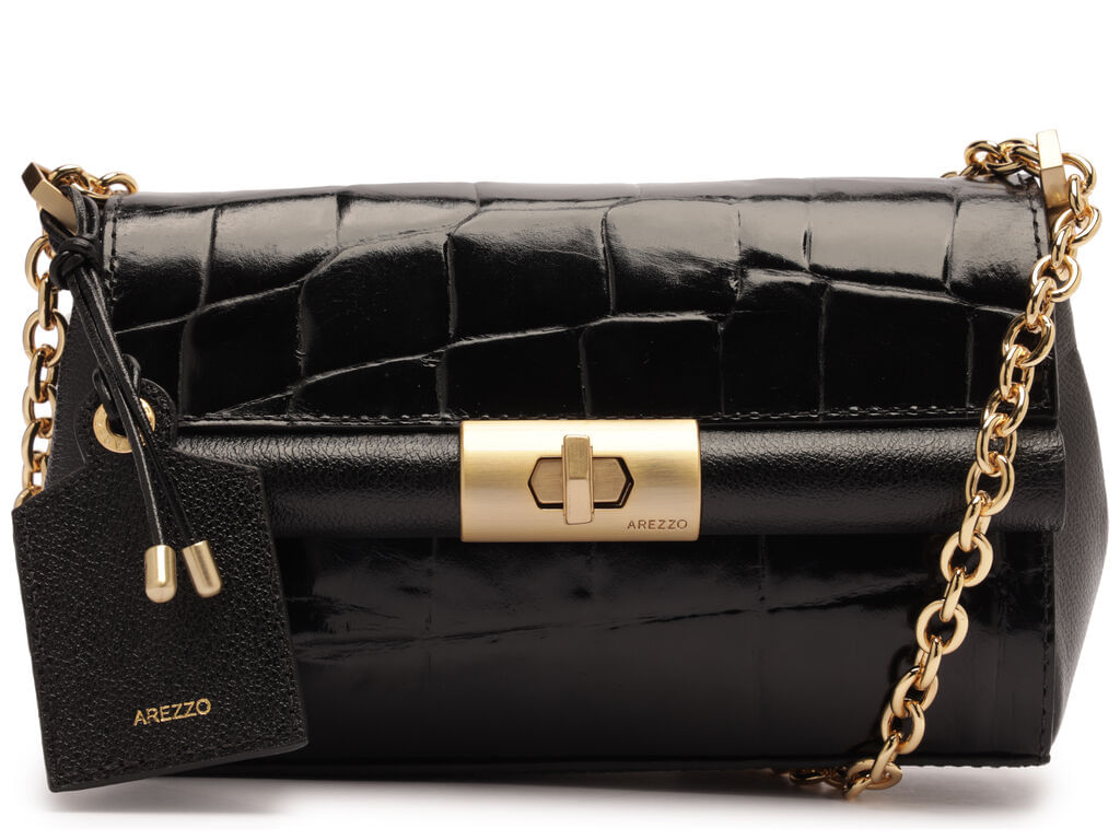 Imagem da variante: Bolsa Arezzo Tiracolo Preta Couro Maxi Croco Pequena MAXXI CROCO - PRETO - UN