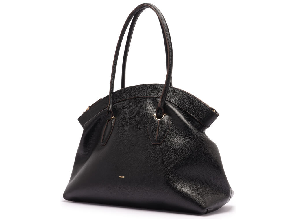 bolsa arezzo shopping preta couro grande moderna-2