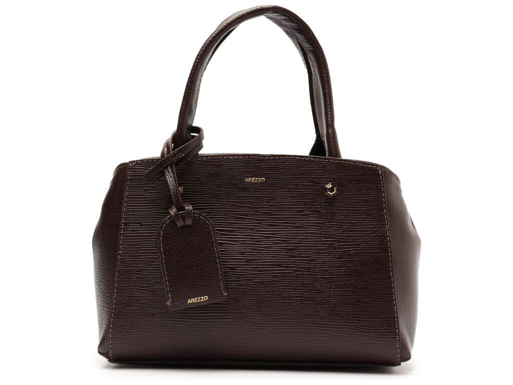 Imagem da variante: Bolsa Arezzo Tote Couro Marrom Wave Bella Pequena NEW WAVE/FL - GRAPE BROWN - UN
