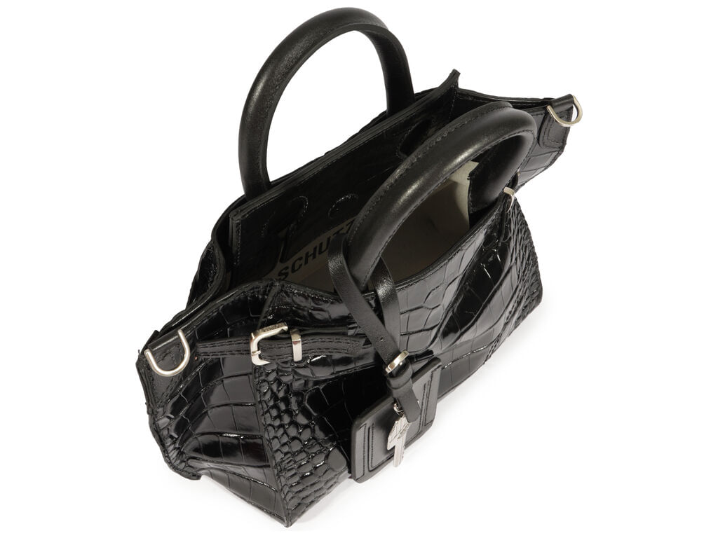 bolsa schutz tote pequena heaven couro croco preta-2