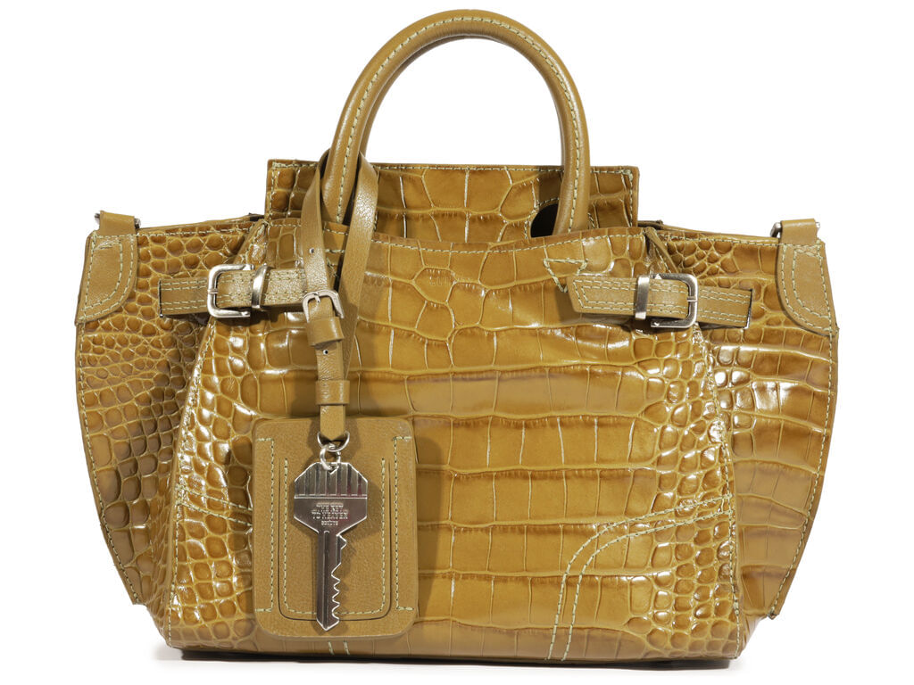 Imagem da variante: Bolsa Schutz Tote Pequena Heaven Couro Croco Verde ALIGATOR SH - OLIVE MOSS - UN