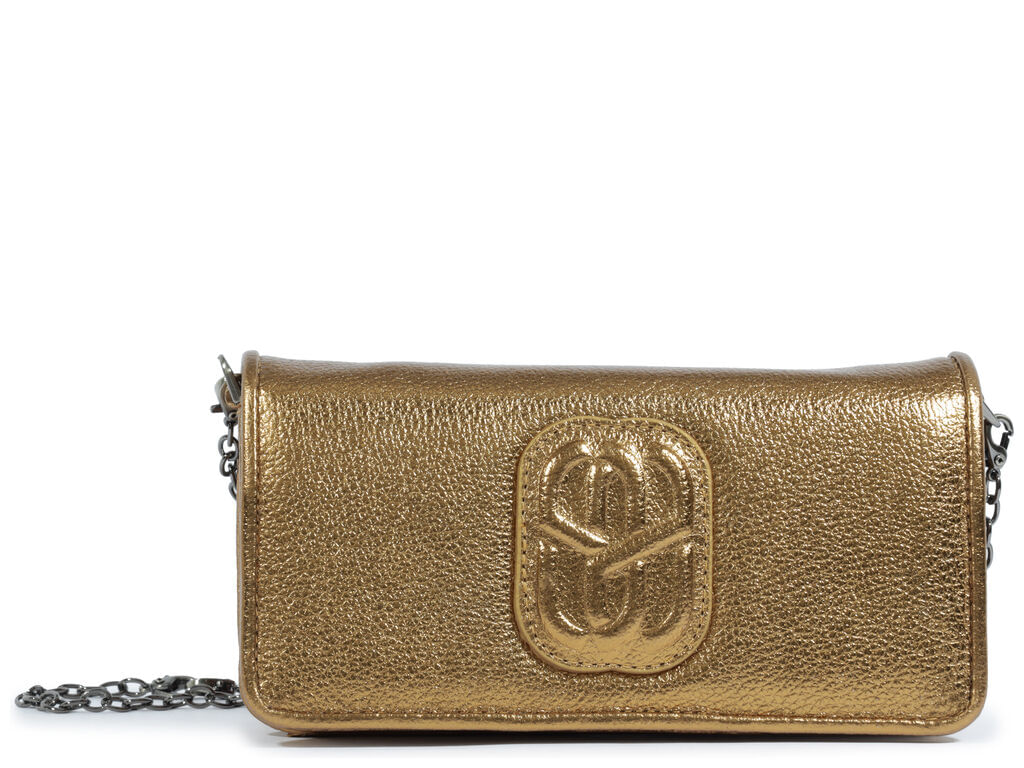 bolsa schutz clutch pequena couro bronze-1