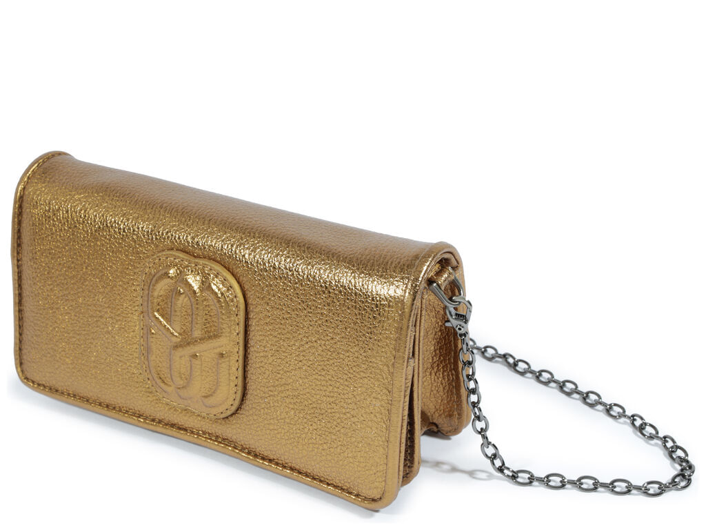 bolsa schutz clutch pequena couro bronze-2
