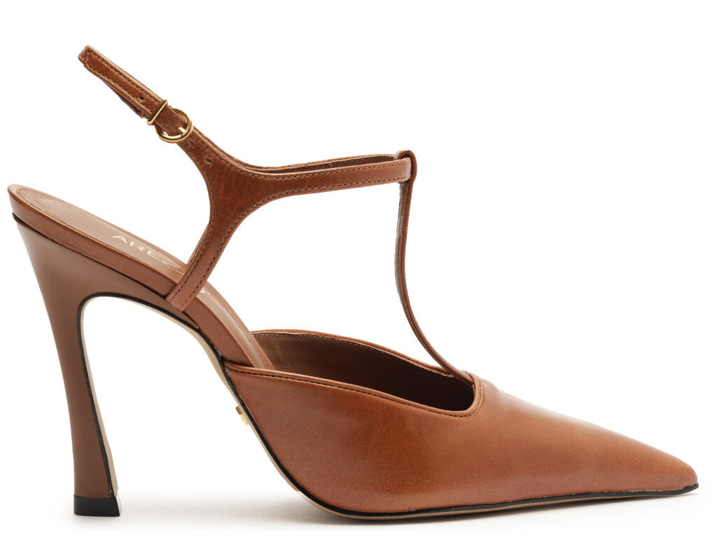 Imagem da variante: Scarpin Arezzo Marrom Couro Salto Alto Aberto Telma TOURINO LEA - WARM CARAME - 34
