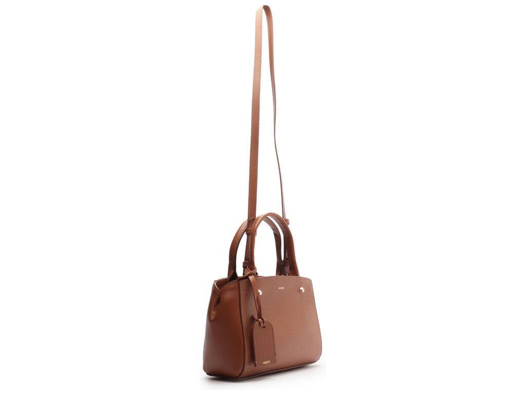 bolsa arezzo tote caramelo couro wave bella pequena-2