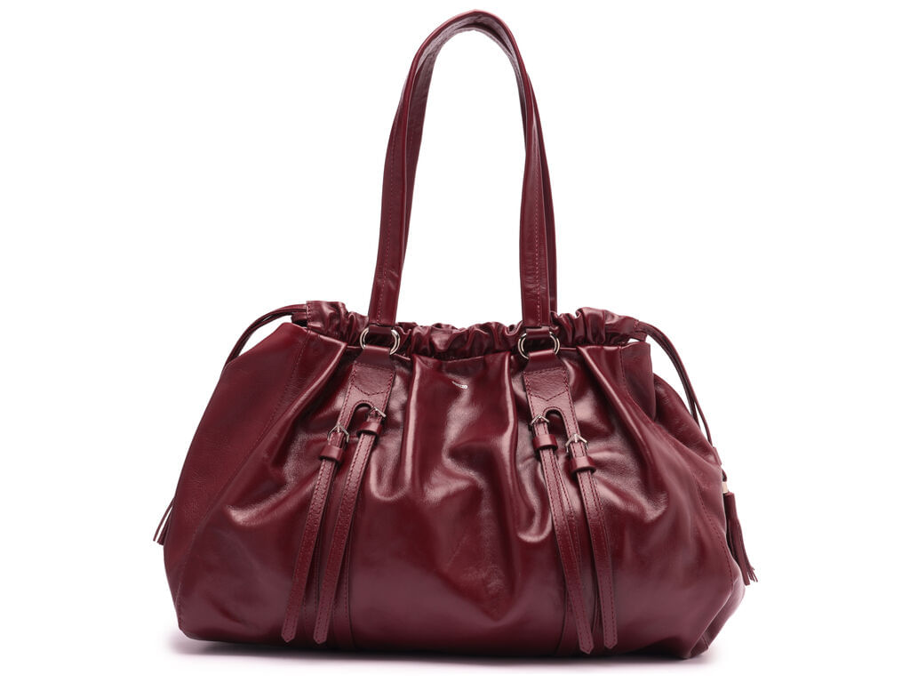 bolsa arezzo shopping vinho couro grande fivelas-1