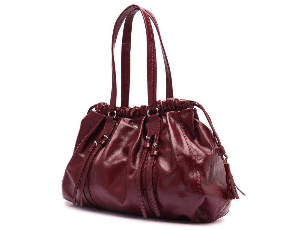 bolsa arezzo shopping vinho couro grande fivelas-2