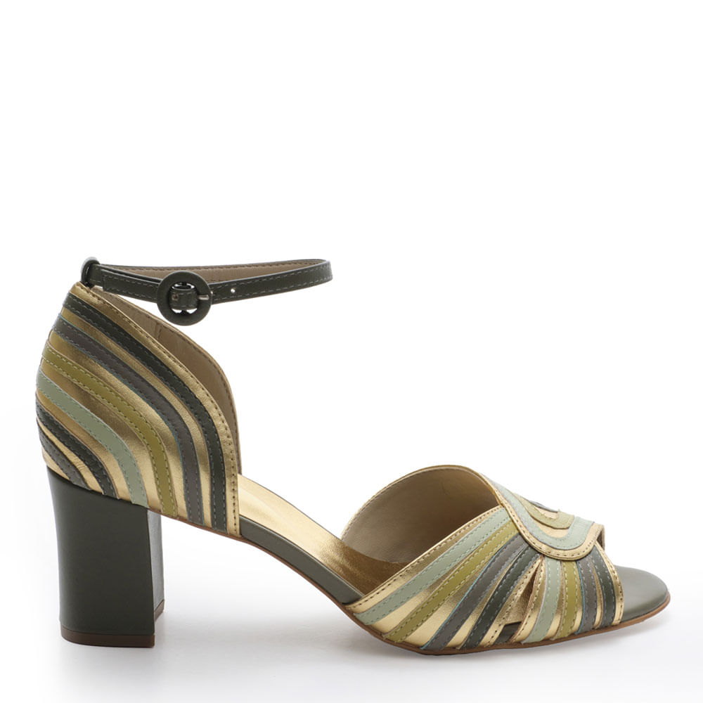 sandalia lorraci fivela ouro musgo oliva celadon 9101-1