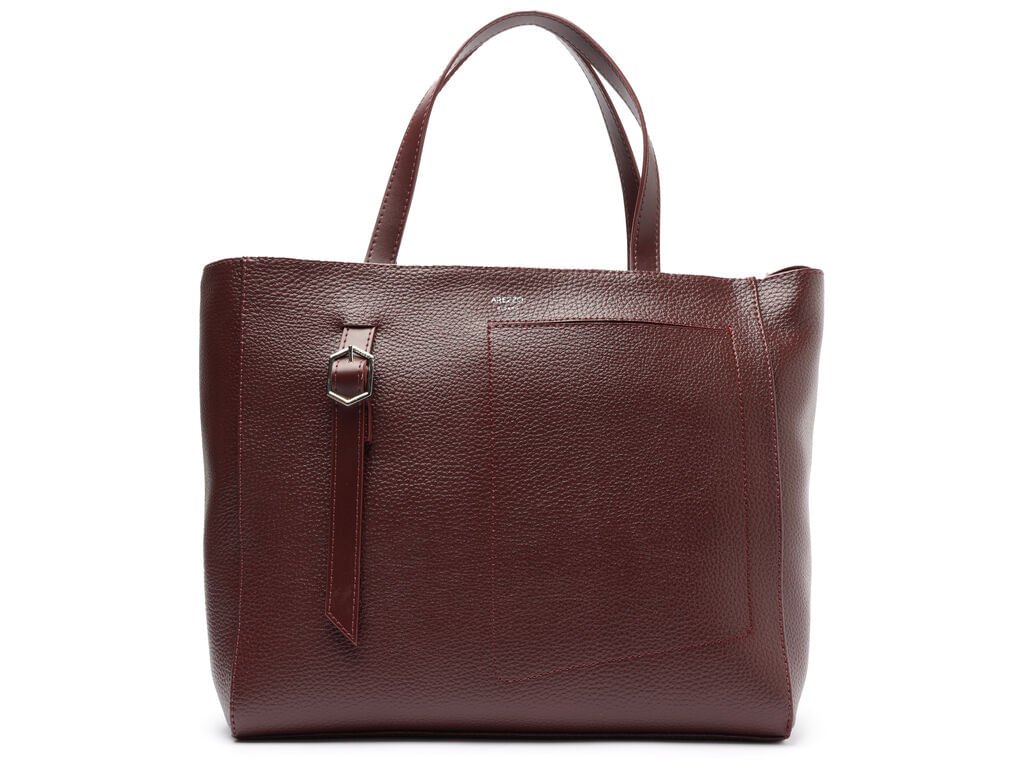 Imagem da variante: Bolsa Arezzo Tote Vinho Grande Fivela Bolso Externos ECO BIG FLO - WINE BERRY - UN