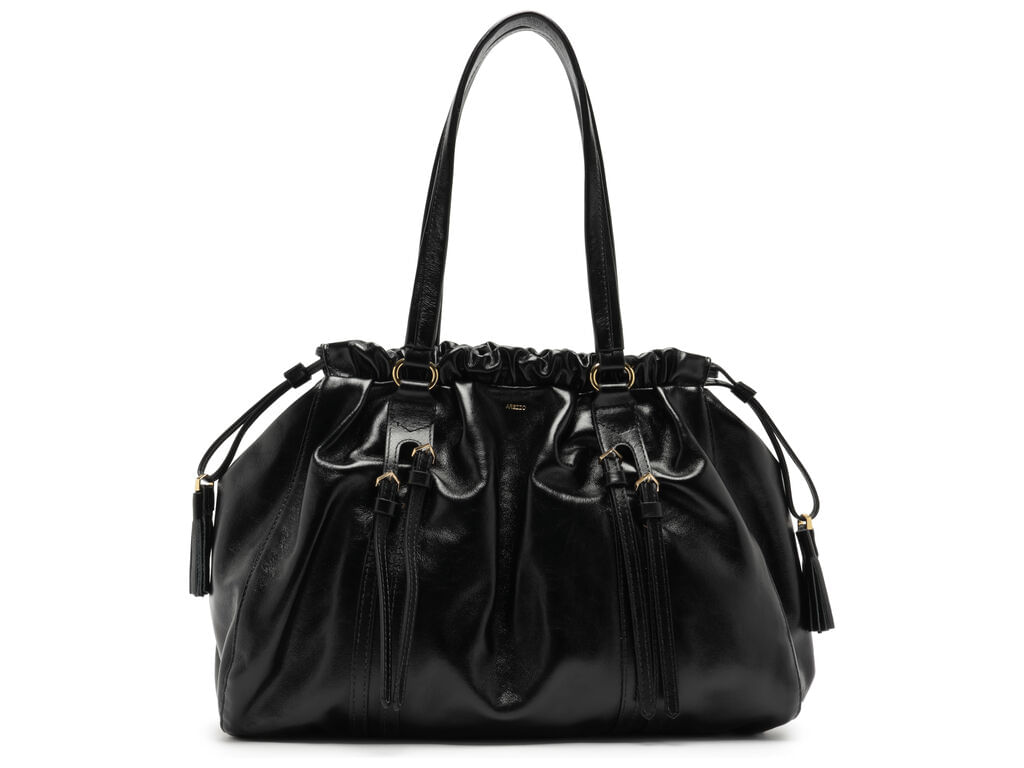 bolsa arezzo shopping preta couro grande fivelas 5001-1