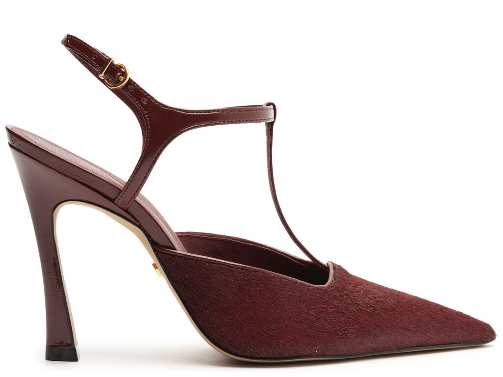 Imagem da variante: Scarpin Arezzo Vinho Pelo Salto Alto Aberto Telma PELO LISO/N - WINE BERRY - 35