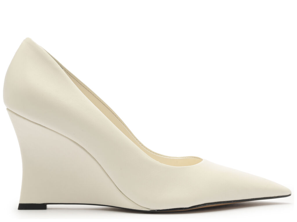 Imagem da variante: Scarpin Arezzo Branco Couro Salto Alto Anabela NAPPA CAPRA - CREMA WHITE - 34