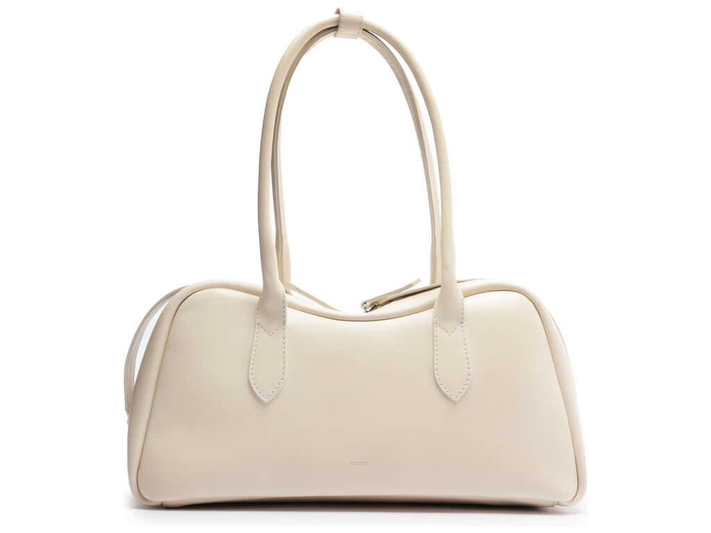 bolsa arezzo bowling off-white couro grande ziper duplo-1