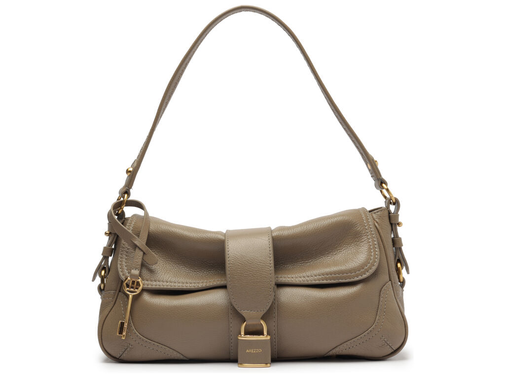 Imagem da variante: Bolsa Arezzo Tiracolo Cinza Couro Média Cadeado FLOATER NEW - TOPO GREY - UN