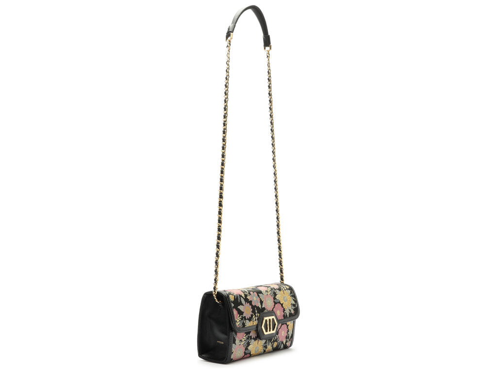 bolsa arezzo tiracolo preta estampa media metal-2