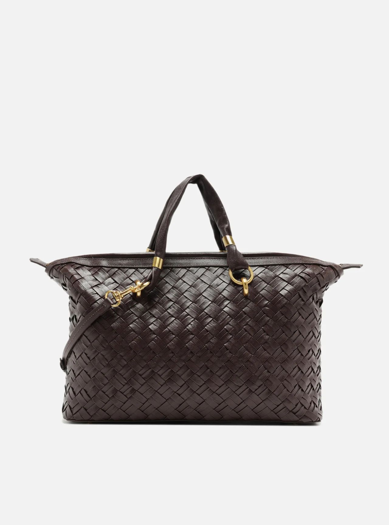 bolsa arezzo bowling marrom couro grande tresse maxi-1