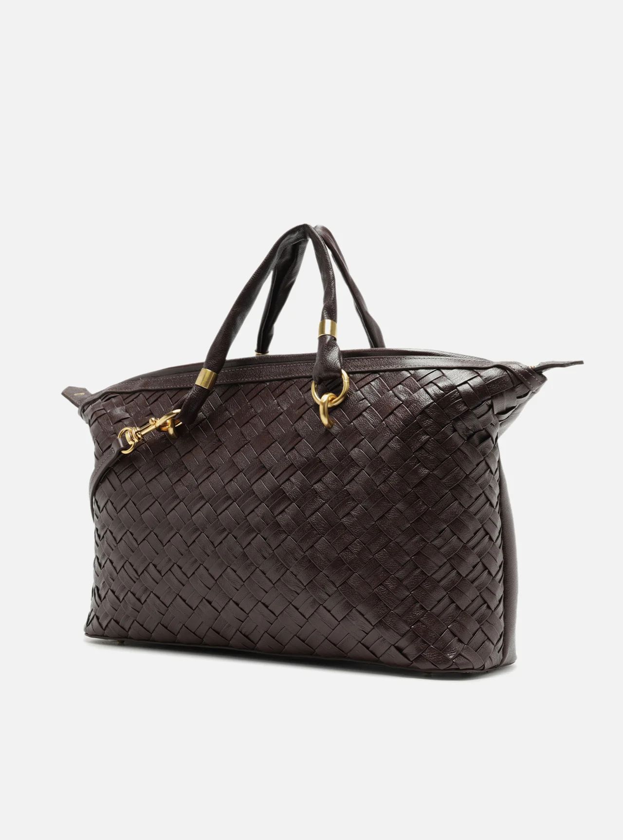 bolsa arezzo bowling marrom couro grande tresse maxi-2