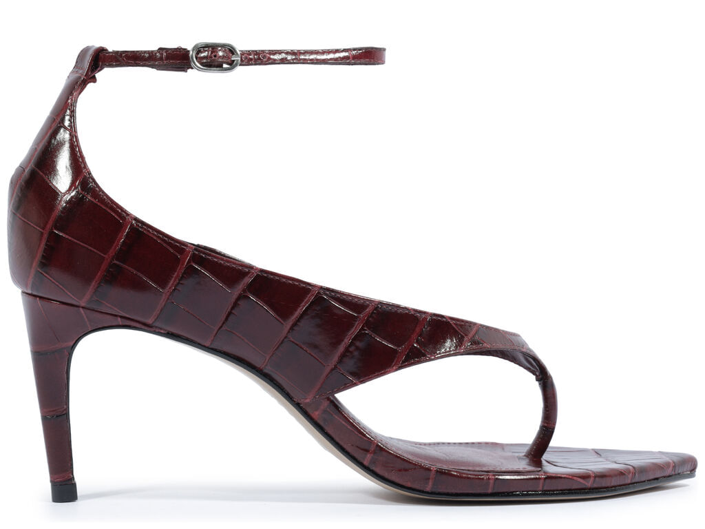 Imagem da variante: Sandália Schutz Thong Couro Vinho NEW CROCO C - VINO - 34