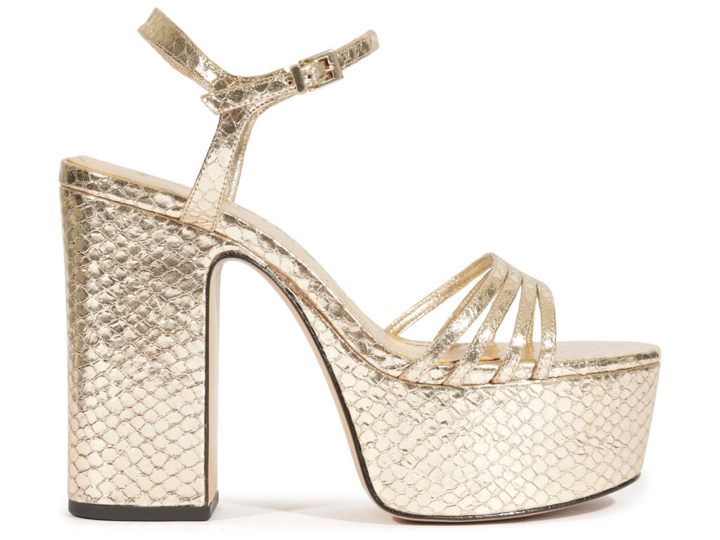 sandalia schutz party shoes couro snake dourada-1
