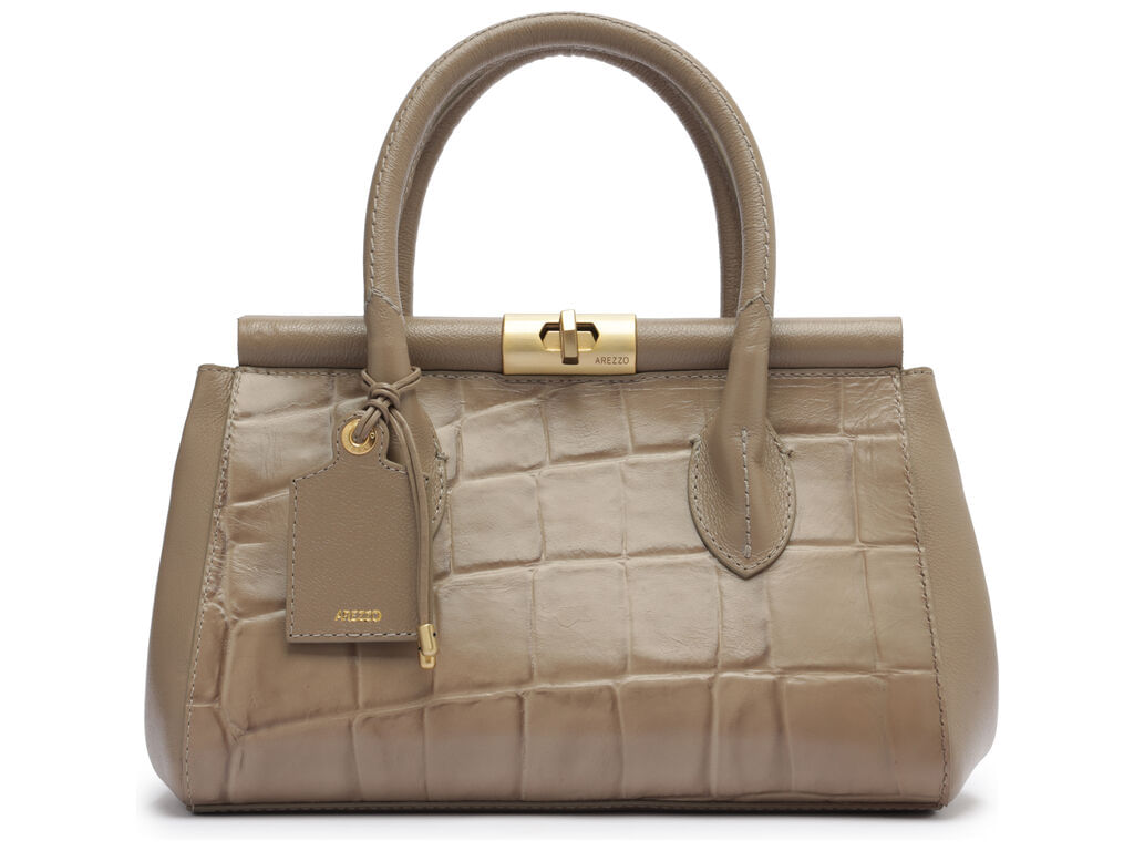 bolsa arezzo tote cinza couro maxi croco media-1