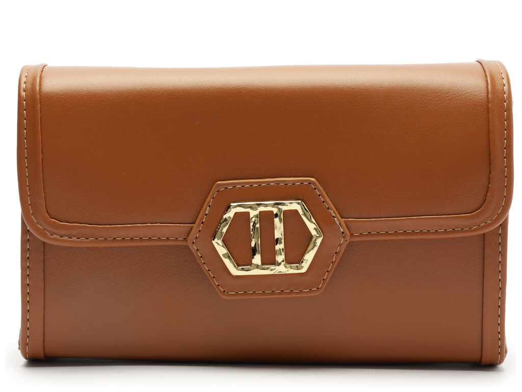 bolsa arezzo tiracolo marrom almond couro media metal-1
