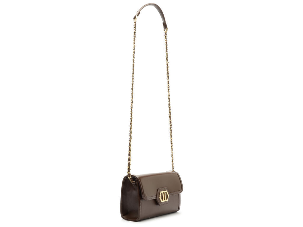 bolsa arezzo tiracolo marrom cacau couro media metal-2