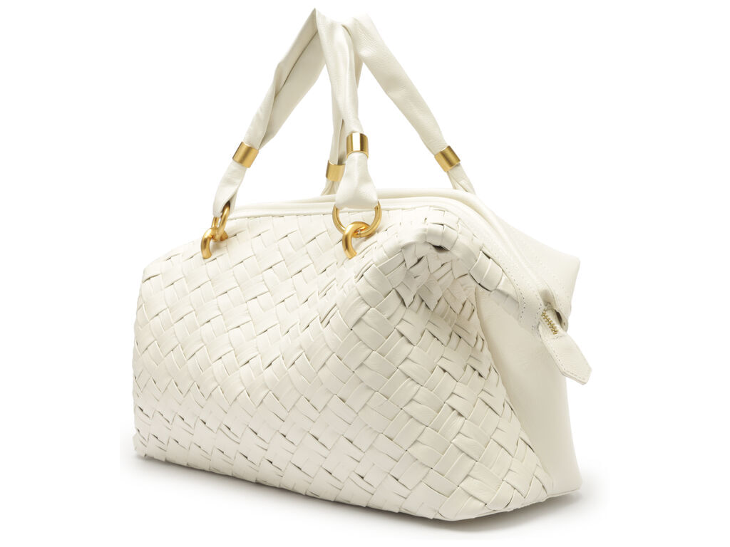 bolsa arezzo bowling branca couro grande tresse maxi-2