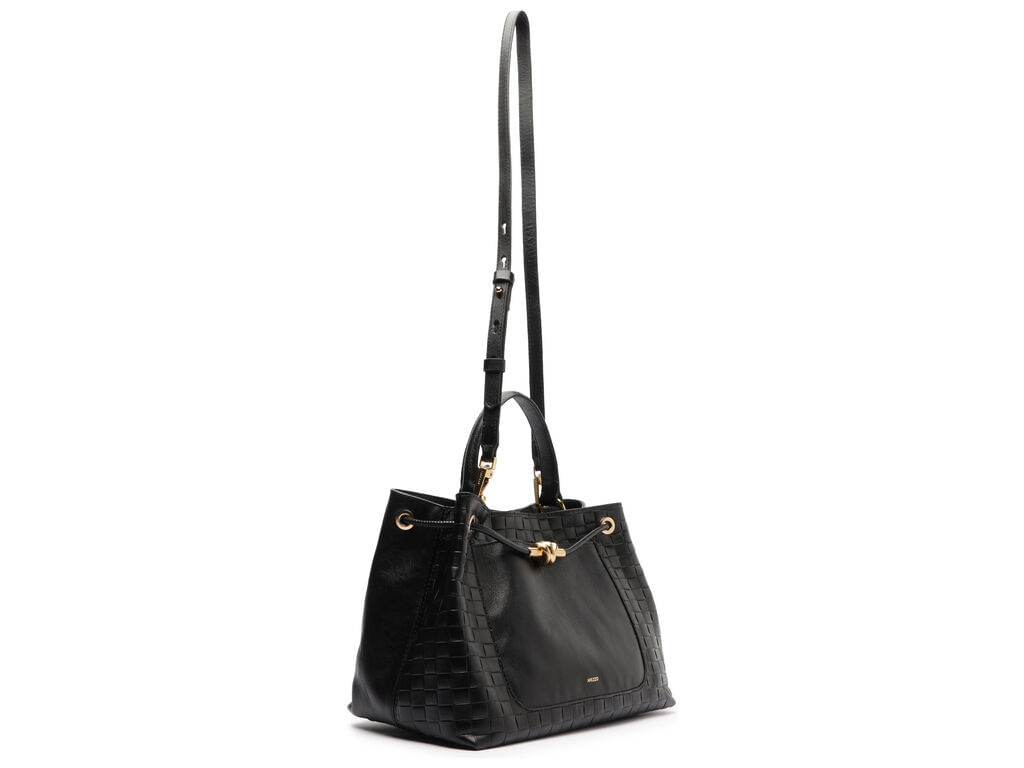 bolsa arezzo tote preta couro no metal grande-2
