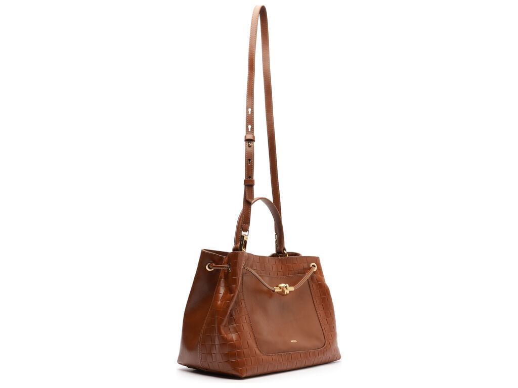 bolsa arezzo tote marrom couro no metal grande-2
