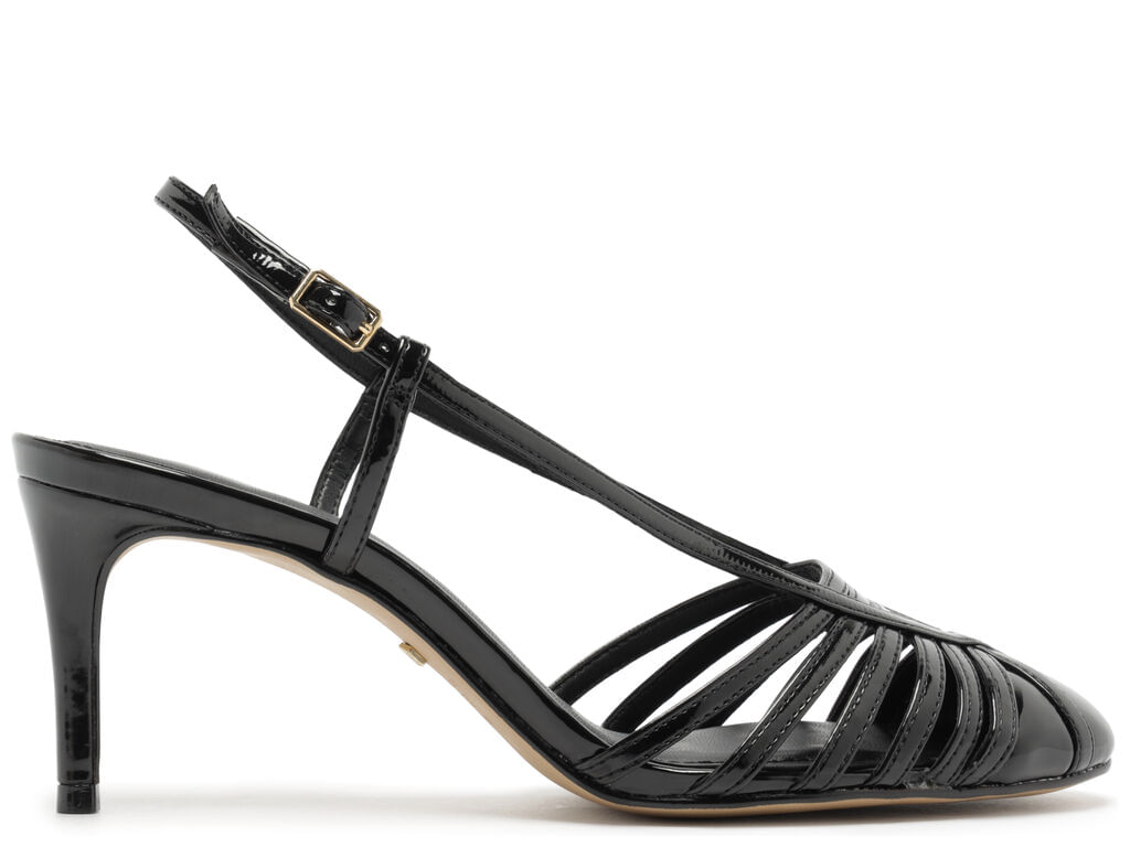 Imagem da variante: Scarpin Arezzo Preto Verniz Salto Kitten Tira Contínua ECO VERNIZ  - PRETO - 35