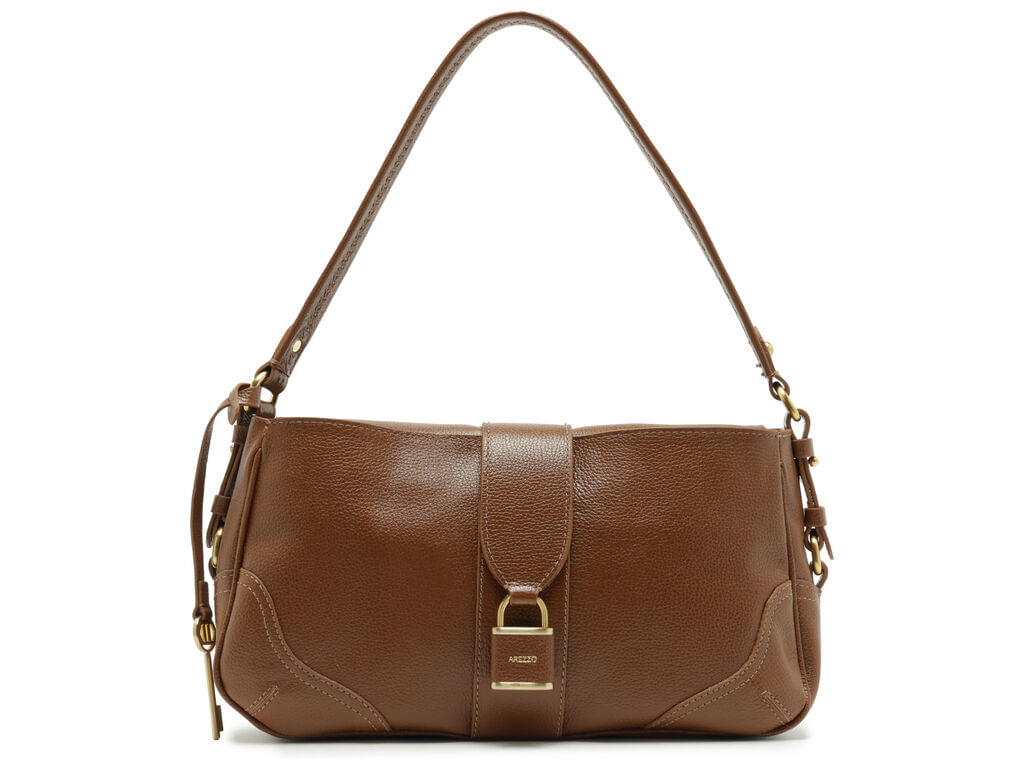 Imagem da variante: Bolsa Arezzo Tiracolo Caramelo Couro Média Cadeado FLOATER NEW - WARM CARAME - UN