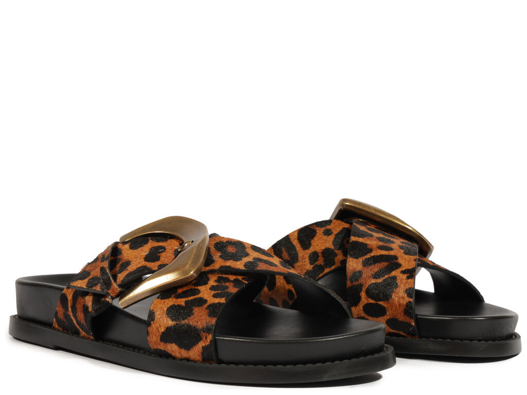 sandalia schutz papete couro fivela animal print marrom-2