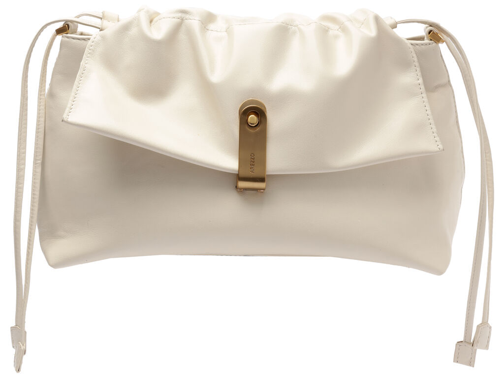 bolsa arezzo tiracolo off-white couro media peca metal-1