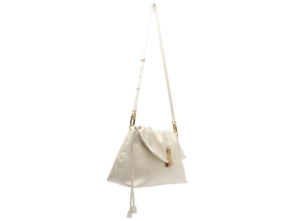 bolsa arezzo tiracolo off-white couro media peca metal-2