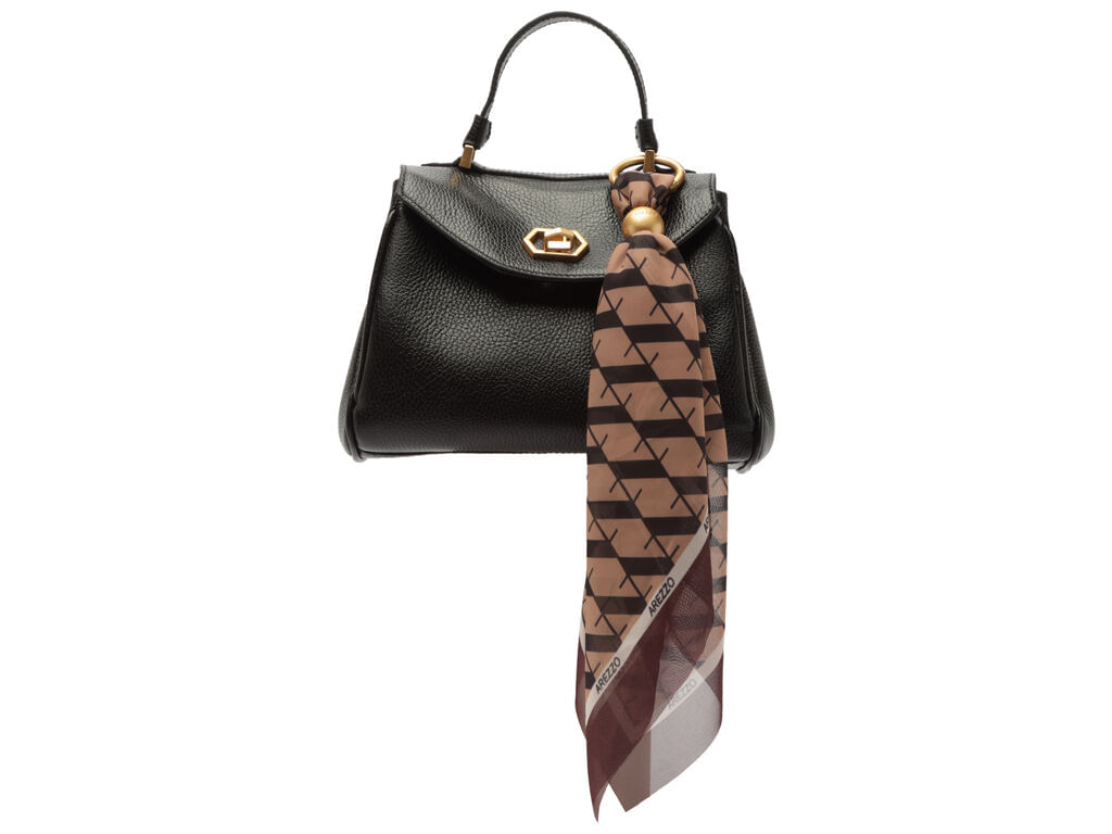 bolsa arezzo satchel preta couro pequena lenco-1