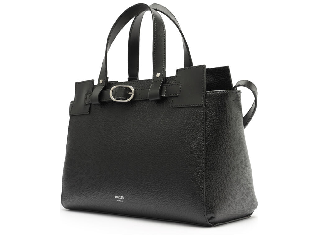 bolsa arezzo tote preta media fivela alca dupla-2