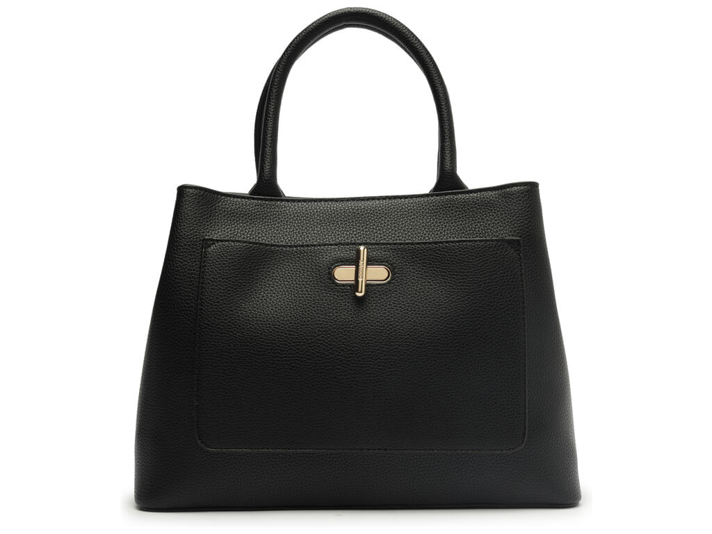 bolsa arezzo tote preta media bolso frontal fecho metalizado-1