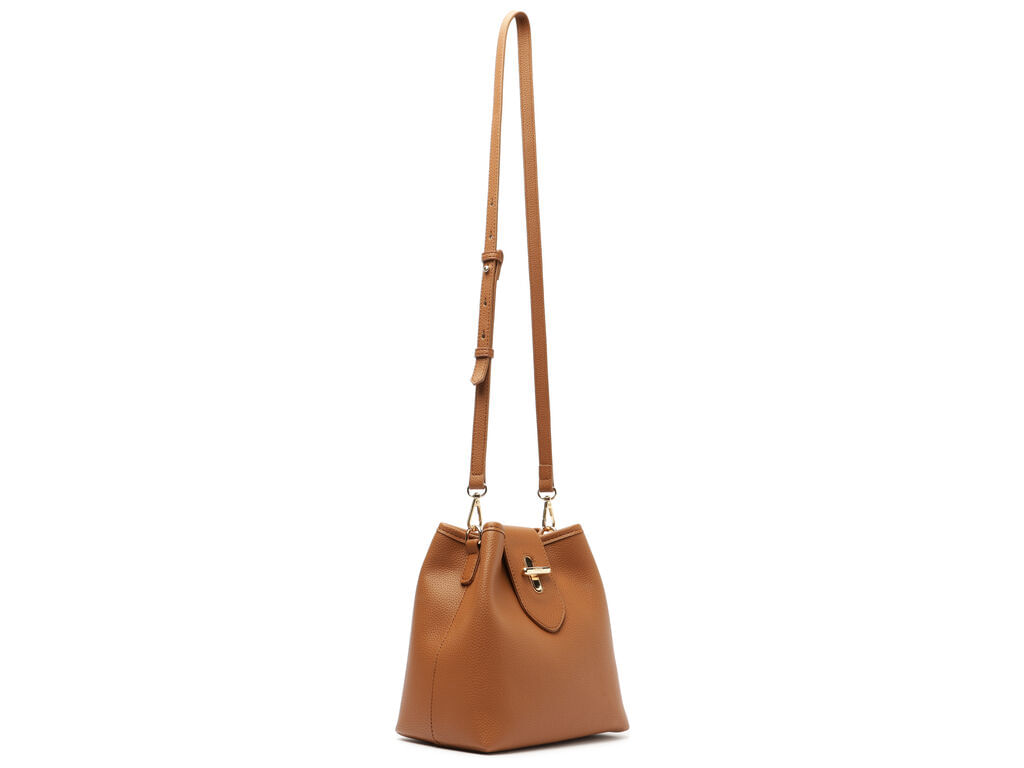 bolsa arezzo bucket caramelo media fecho dourado-2